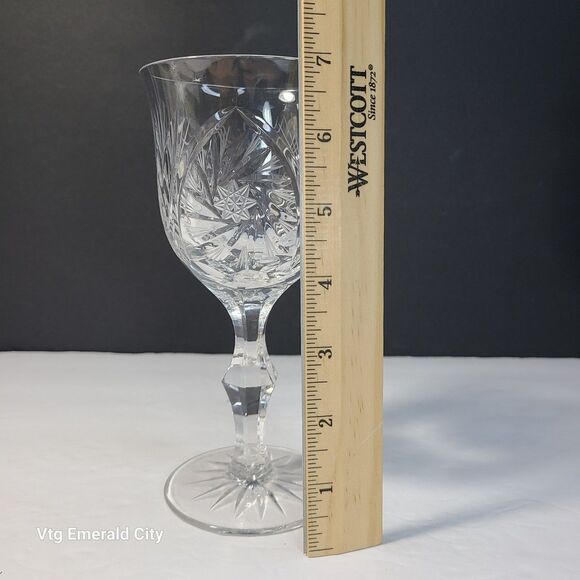 Vtg American Cut Crystal Co. ELEANOR Star & Fan Cut Pattern Wine Goblet Set Of 3 - Picture 6 of 12